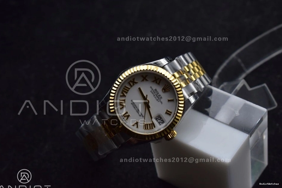 550 White DateJust 316L Roman GSF 31 Lightweight YG 278271 Bracelet Markers Steel President on Ladies Dial 1009